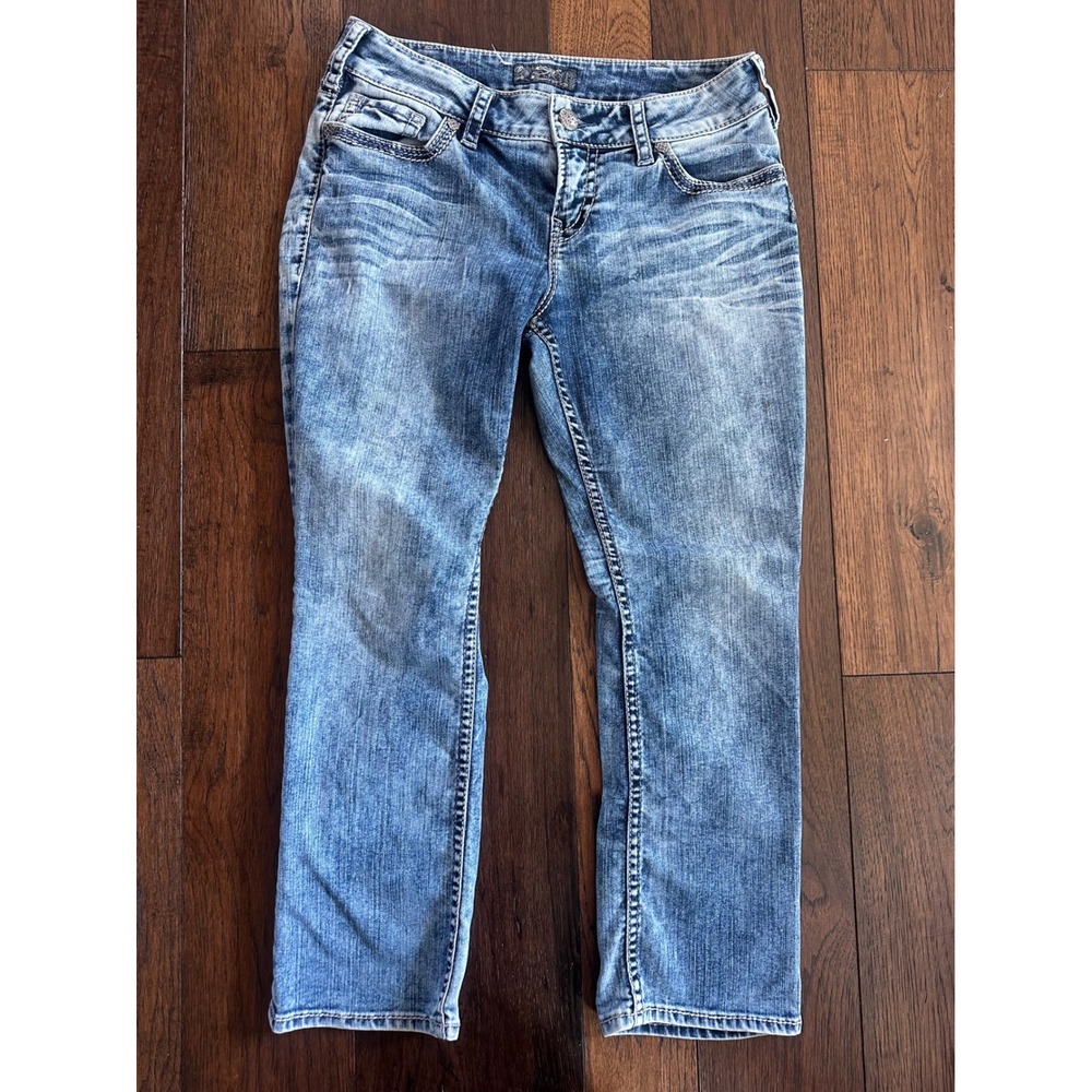 Silver Jeans Co Suki Straight Leg Jeans Womens 14P Short Medium Wash Denim